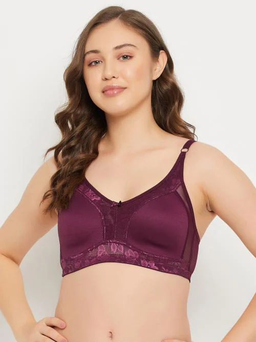 Buy Clovia Non-Padded Non-Wired Spacer Cup Full Figure Bra in Wine Colour -  Cotton Online at Best Prices in India - JioMart.