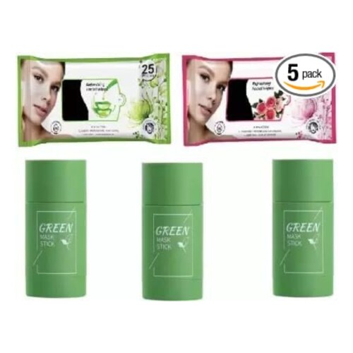pink spirit cosmetics Greenstick Face Mask with 50 Face wipes (5 Items in the set)