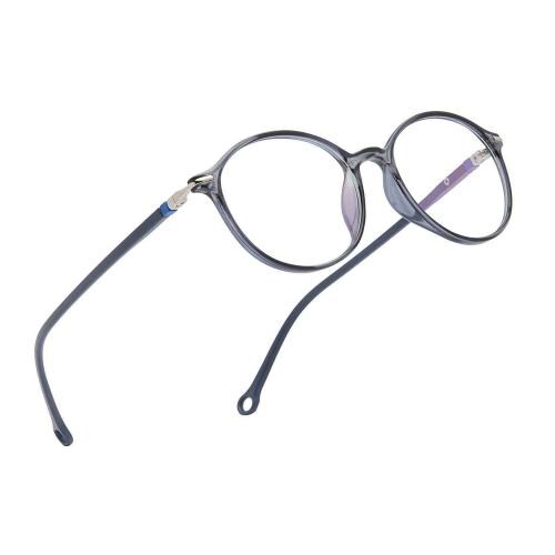 Vast Unisex Blue Ray Blocking Anti Glare UV Protection Full Frame Spectacles Eyeglasses For Mobile, Laptop, Tablet, Computer , Zero Power , Round Grey