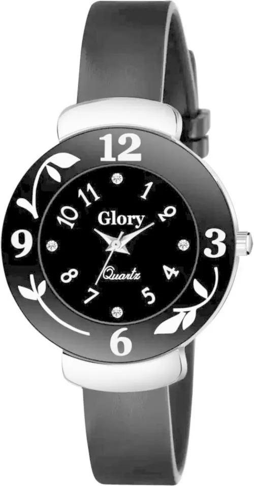 Bolun Analog Black Dial Black Strap Watch For Women