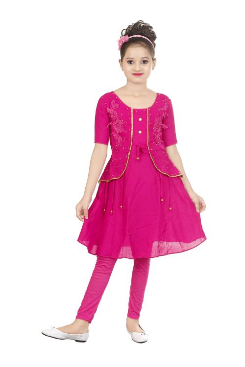 Burbn girls pink stylish kurta leggings set