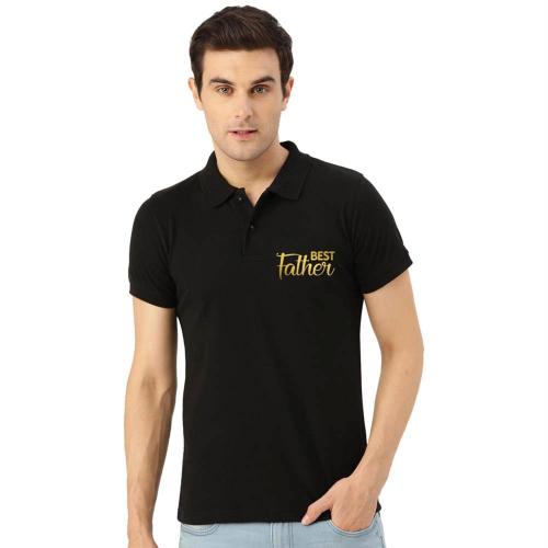 Funky Store Black Fathers Day Best Father Printed Men's Polo Tshirt For Dad