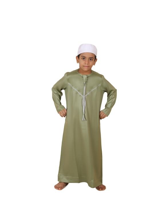 Aaraish Pastel Green Thobe for kids | Omani full Sleeve Jubba | Lightweight and Breathable Fabric | Easy to Wash|Regular Fit Premium Imported Quality for Kids | Traditional dress (Pastel Green,10 Year)