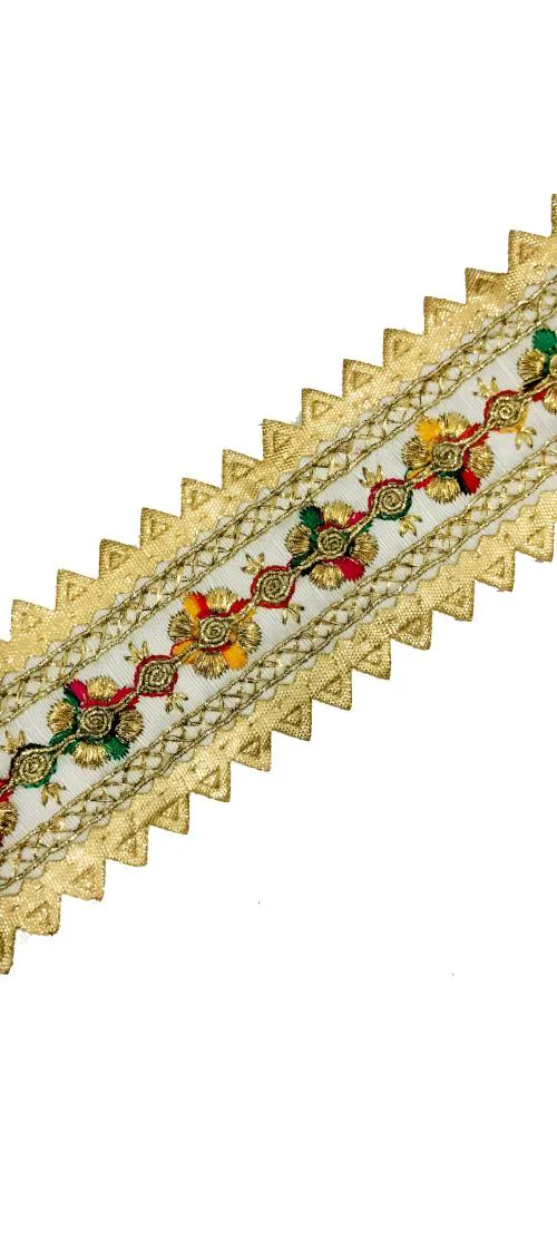 Chahat Laces and Borders Material Sewing Embroidery Ribbon Roll for Women's Sarees,Dresses, and Home Decor - Elevate Your Style with Zari, Gota Patti, 9 Mtr