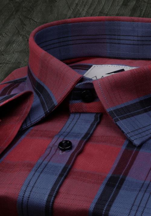 AMSUM Polaroid Egyptian Giza Cotton Full Sleeved Slim Fit Check Shirt with Pocket