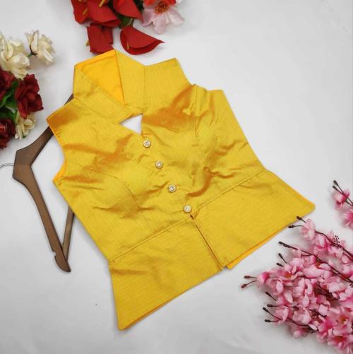 HKHM Women Yellow Solid Phantom Single Blouse