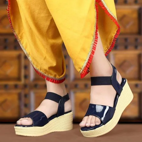 Shoe Lab Women's Comfortable Blue Sandal [ Footwear for Women ||| Sandals for Women ||| Wedges for Women ||| Heels for Women ||| Non Returnable ]