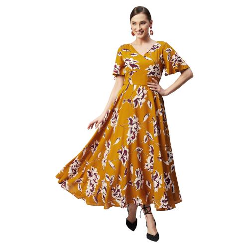 Buy Rare Women Mustard Floral Fit And Flare Dress Online at Best Prices in India JioMart.