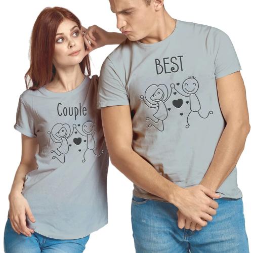 Delberto Couple T-shirts|Couple T shirt|Women T shirt|Men T shirt|Couple| T-shit|Tshirt|Men T-shirt|t-shirt Men and Women Grey Printed Polyseter with Cotton Blend Honeymoon T-Shirt - L and L (set of 2) (TIME Rider-Grey-028-ML_FL)