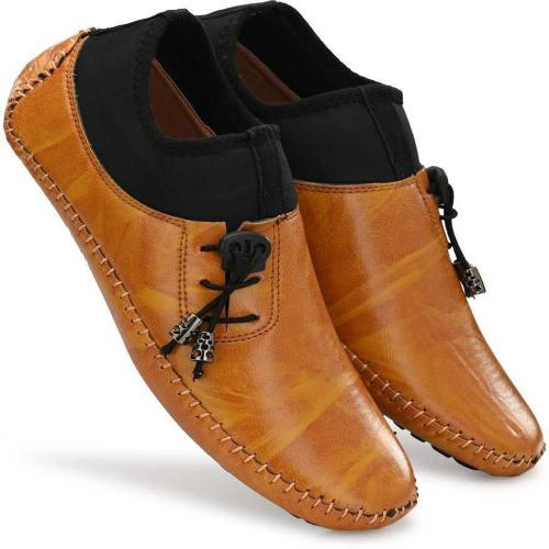 RANZAG Men Casual Ethnic Loafer Mojari Shoes (Tan)