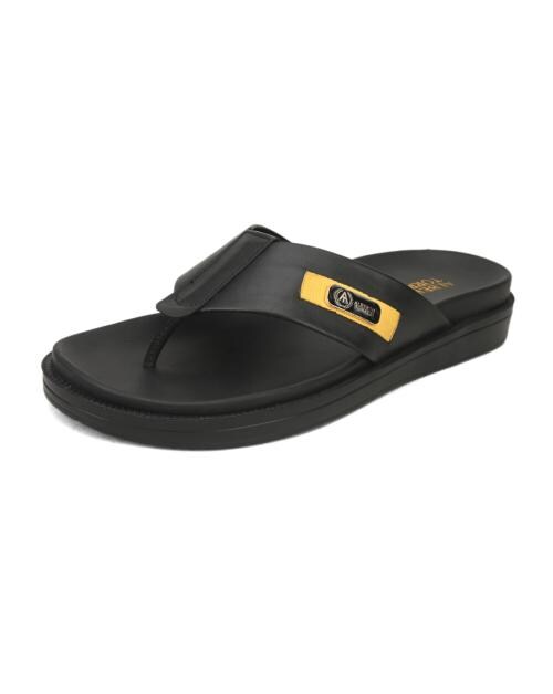 Alberto Torresi Deriko Black Genuine Leather Flip Flops For Men