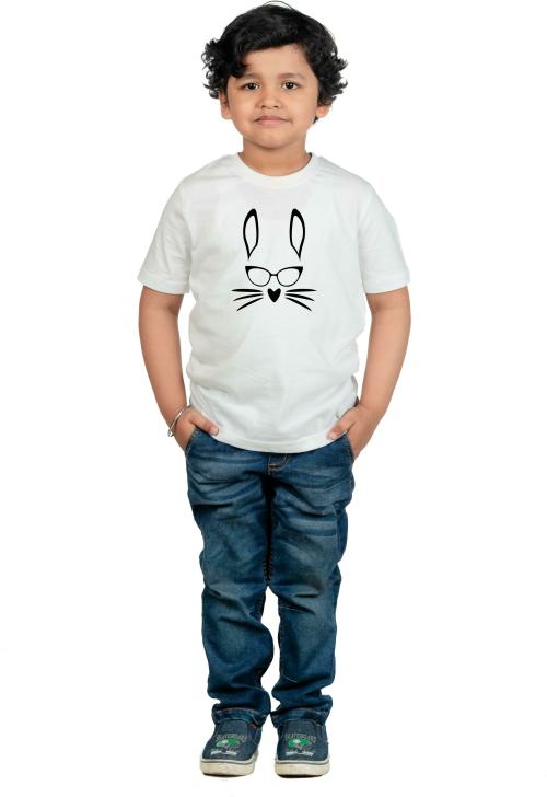 Chombooka Unisex White Printed Half Sleeve Cotton Jersey Tshirt (8-9 Y)