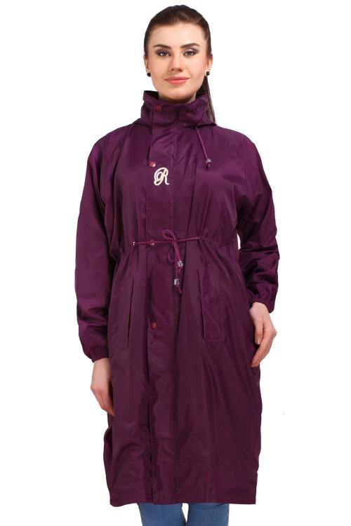 Real Scooty Coat Zipper & Snap Reversible Long Raincoat | Full Length for Women | Heavy Waterproof Rainwear | Portable Rain Suit (XXL, Purple)