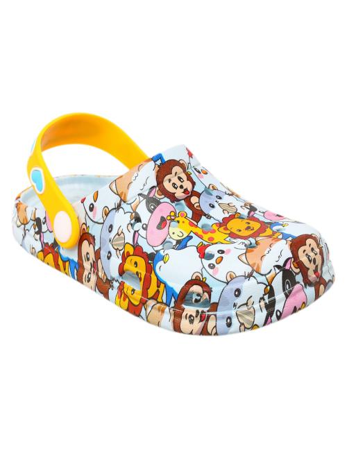 Yellow Bee All Over Printed Clogs for Boys- Blue