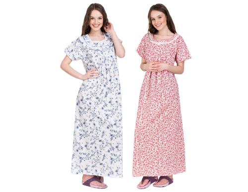 REDGLO Cotton Printed Full Length Women's Nightwear & Night Gown/ Nighty /7