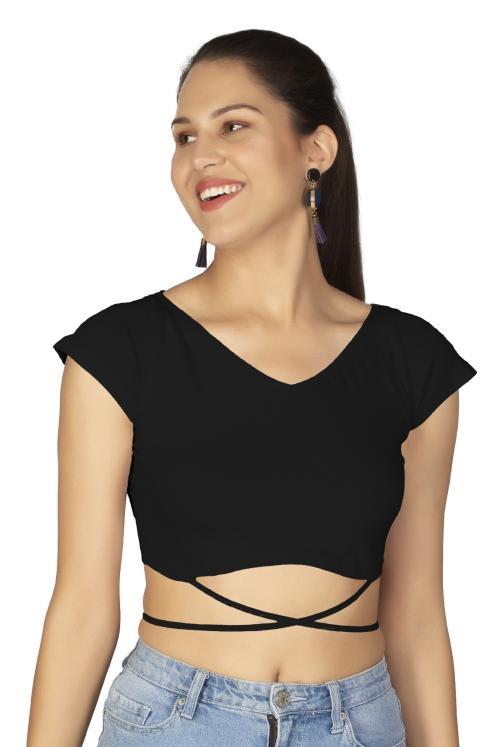 AD2CART A4295 Womens Cotton Drop Shoulder V Neck Butterfly Sleeve CropTop