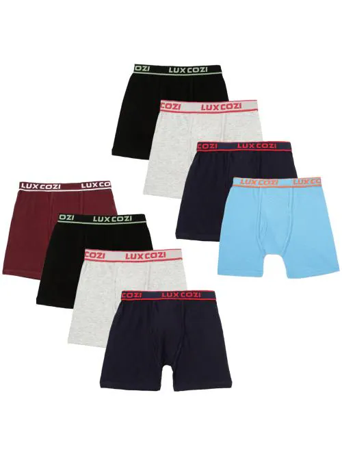 Lux Cozi Boys Multicolor Solid Cotton Pack of 8 Trunk