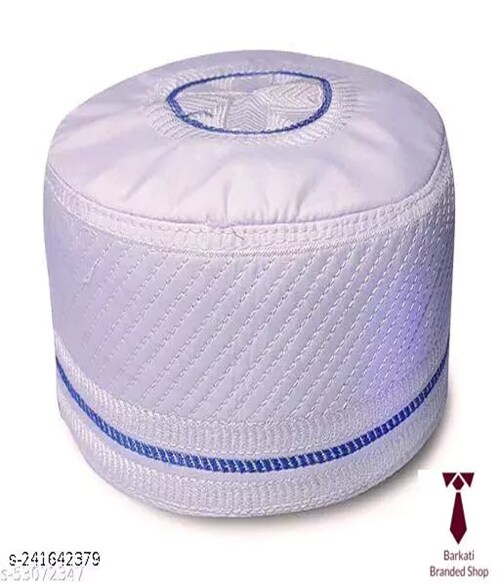 FOOTPAID 2024 latest Maulana Saad Islamic Namazi White(Blue Line) Cap Topi size 21.5 inches-Size-Free Size-Off Multicolor13