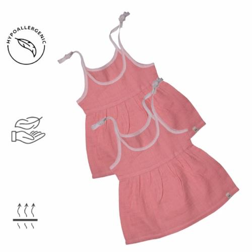 Herbal Baby Premium Pink Colour Frock Organic Cotton Muslin Fabric