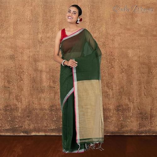 Buy Qadri Weaves Women S Seaweed Green Golden Ghicha Silk Saree With