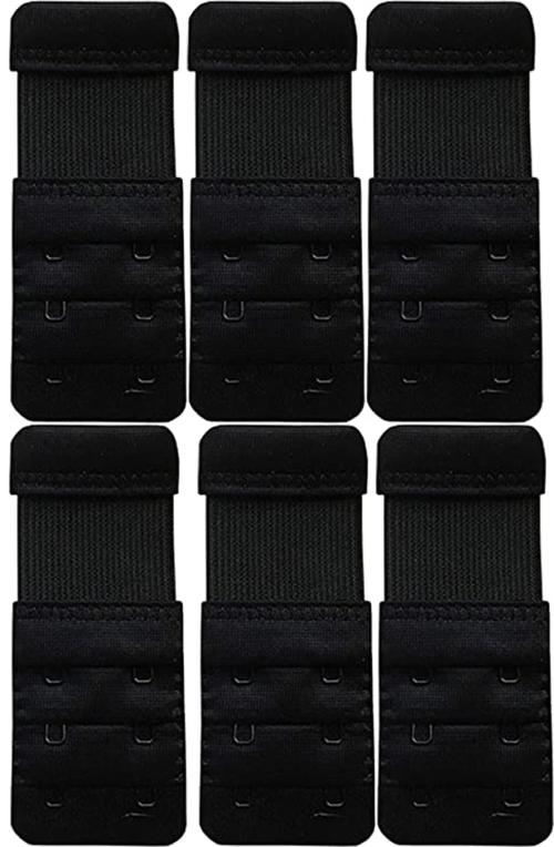 PIBU Black Self Design Cotton Pack of 6 Bra Extender