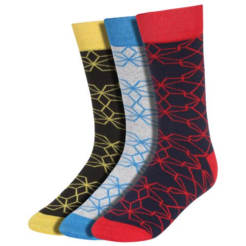 CREATURE Men's Pure Cotton Calf Length Colorful Casual Socks Combo of 3 Pairs (SCS-2202)