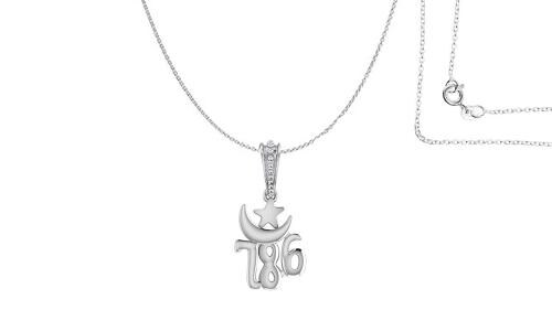 Akshat Sapphire Sterling Silver Muslim 786 Pendant With Chain Suitable For Womens