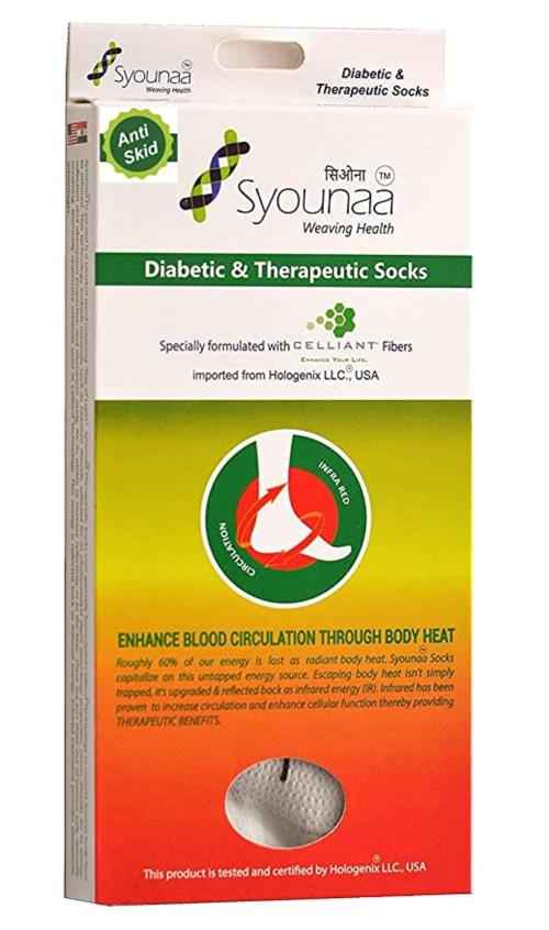Syounaa Beige Diabetic Care and Therapeutic Crew Length Socks For Unisex (Pack Of 1 Pair)