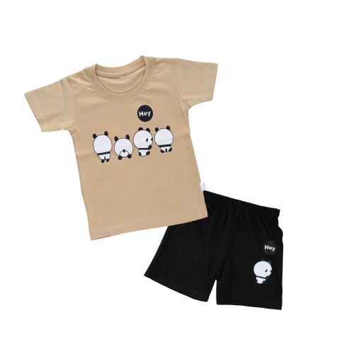 CATCUB Unisex Beige Printed Single Shorts & T-shirt Set