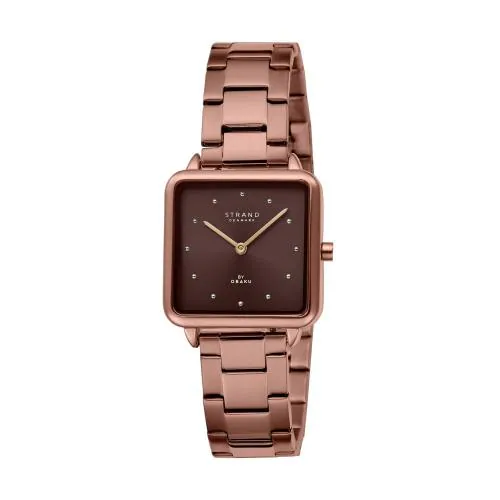 STRAND BY OBAKU Rim Brown Quartz Brown Square Dial Women's Watch - S718LXNNSN