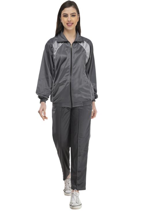 IndiWeaves Womens Winter Wear Polyester Zipper Tracksuits (Pack of 1) Grey