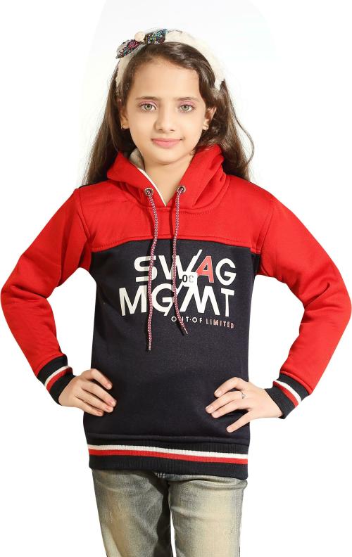 Buy AD & AV Girls Navy Colorblock Fleece Hooded Sweatshirt Online at ...