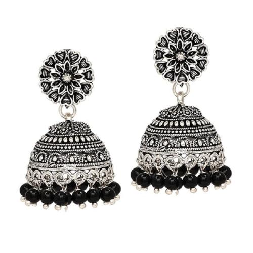 Preyans From Jaipur Mart Oxidised Brass Metal Jhumki Earrings for women's/Girl's (GSE676BLK) Pack of 2 Pairs