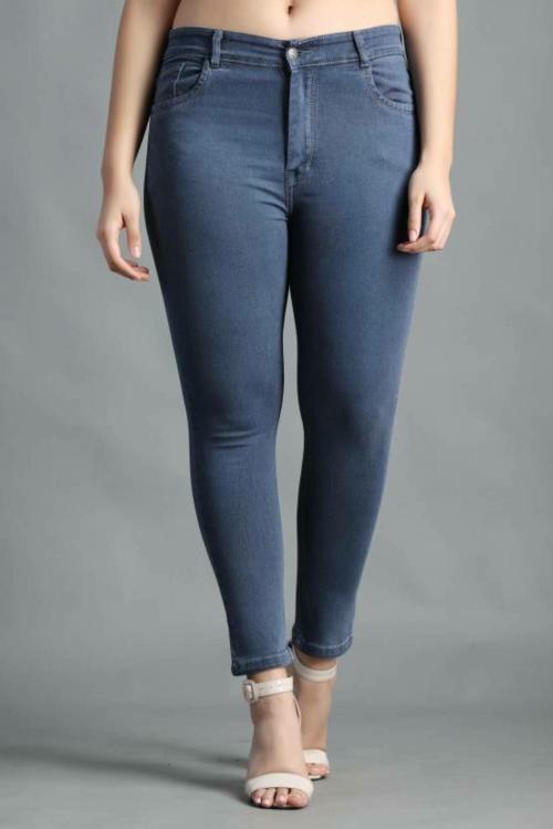 Pompous Women Slim High Rise Grey Jeans
