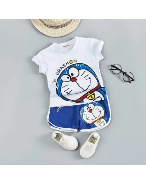 Googo Gaaga Boy's Cotton Printed T-Shirt With Shorts In White Color | Kids Wear | T Shirt For Kids | T Shirt For Boys | T Shirt | Tshirt | Tshirt Boys | Boys Tshirt | Boys T Tshirts | Boys Dress | Tshirts | T Shirts