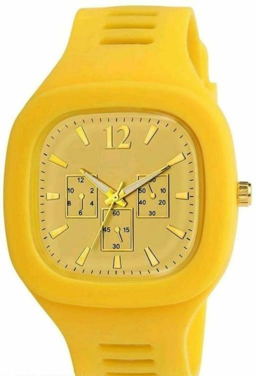 Buy Miss Perfect Square Wrist Analog Watch Yellow Dial Yellow Strap for Men Online at Best