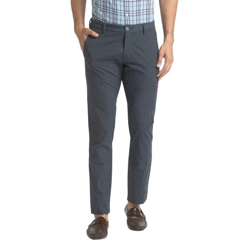 Buy Parx Men Grey Checkered Cotton Blend Flat-Front Pants Online at ...