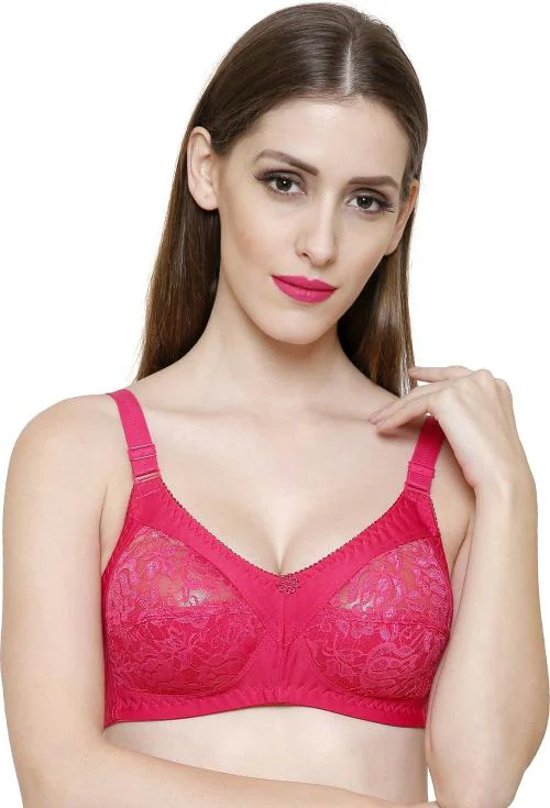 Zivok Red Medium Coverage Net Single Non Padded Bra (40D)