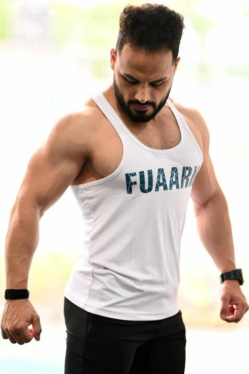 Fuaark Classic Stringers Sports and Gym Vest for Men White