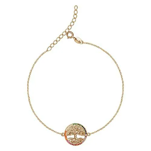 GIVA Sterling Silver 18k Gold Plated Rainbow Tree of Life Bracelet For Women