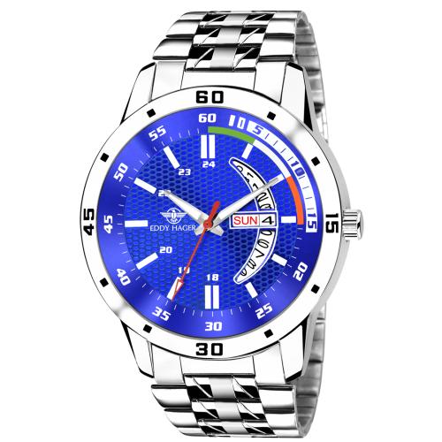 EDDY HAGER EH-283-BL Blue Working Day and Date Display Analog Watch - For Men