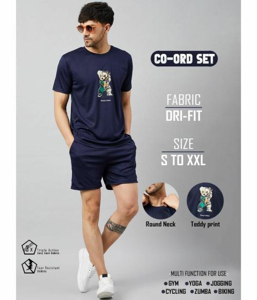 CHROME & CORAL Navy Blue Tracksuit For Men