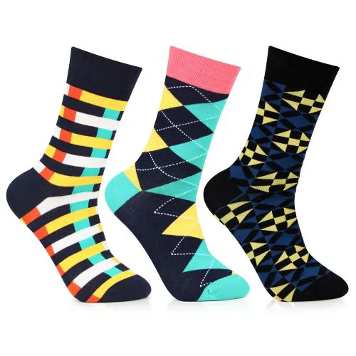 Bonjour Men's Pattern Paradise Elite Socks - Pack of 3