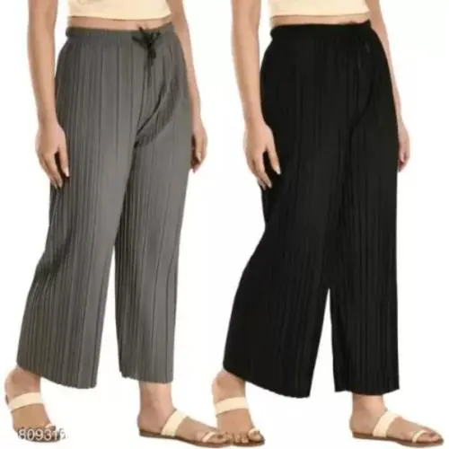 PI World Women's Relaxed Palazzo Trouser Set of 2 - Free Size (28-34