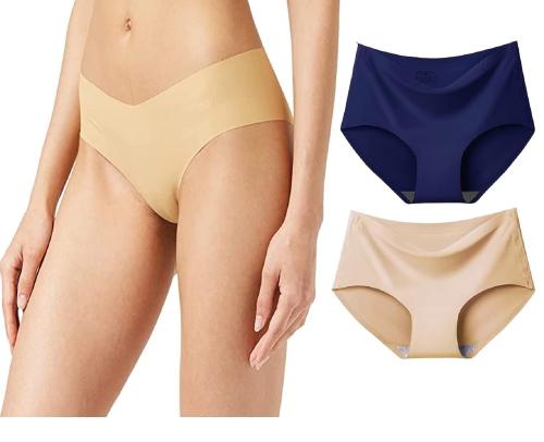 Sassyvilla Seamless Panties V Shape for Girl's And Woman's (Pack of 2_ Beige & Blue)