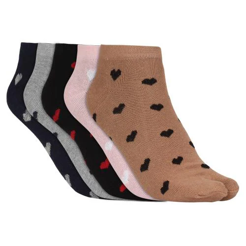 SIDEWOK Ankle Length Cotton Colorful Socks For Women/Girls Combo Free Size(SCS-WS-06-P-05)