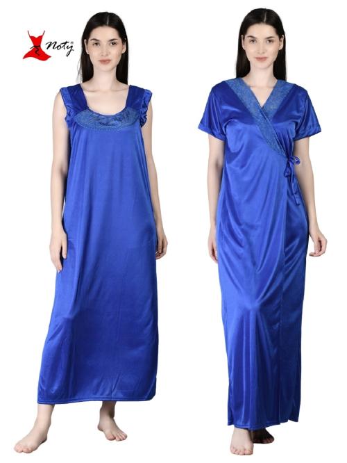 Buy Noty Women's- Nightwear Set- Nighty with Robe- Satin Fabric- 2 Pc ...
