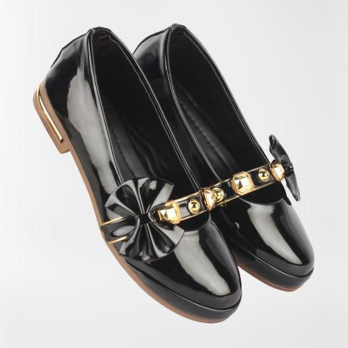 RF ROUGE FASHION Girls Black Slip-On Flats (11)