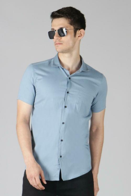 Garry Richards Men Dusty Blue Solid Pure Cotton Casual Shirt, Extra Large