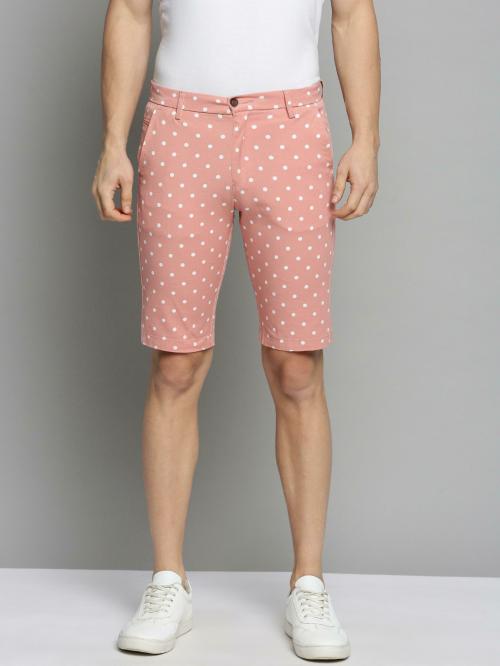 SHOW OFF Men's Peach Printed Knee Length Shorts
